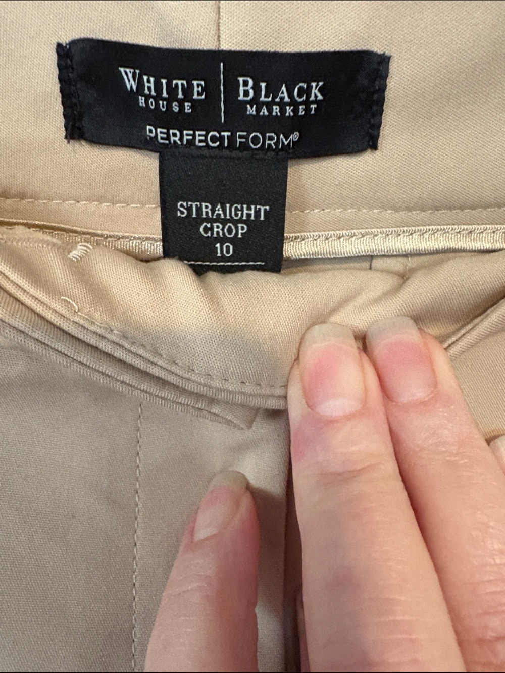 White House Black Market Perfect Form Straight Crop Pants - Beige - Size 10 - Picture 4 of 8